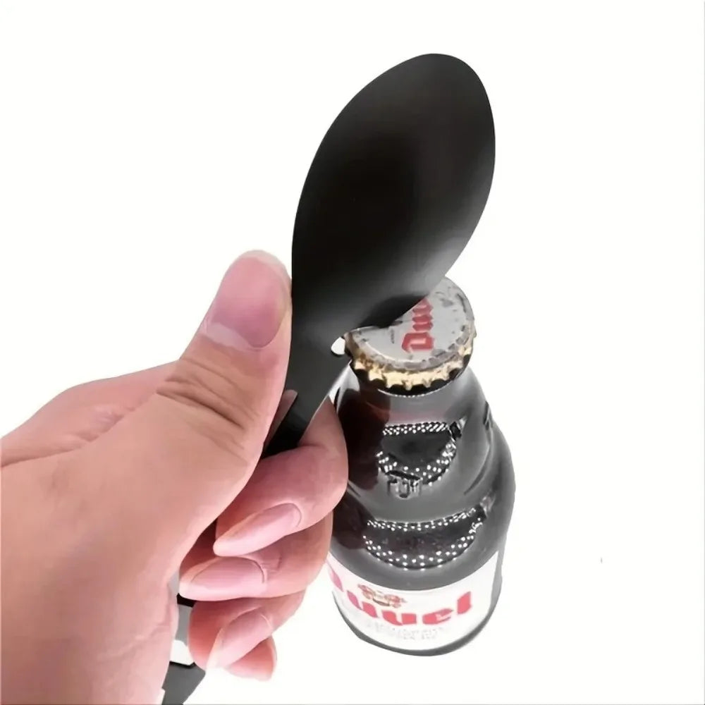 Carvallo Pro | 6-i-1 rostfritt camping-spork | Gaffel, sked, grävverktyg & självförsvar | Ultr lätt & kompakt | För utomhus & överlevnad