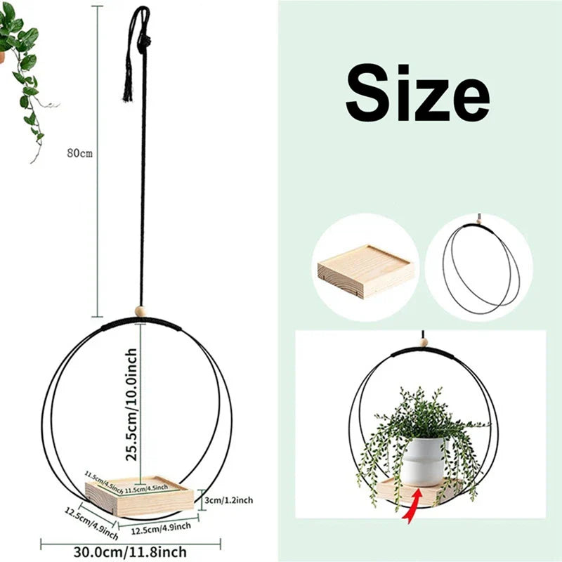 Carvallo Växthållare | Hängande hylla av trä | Blomma hängare för vardagsrum, balkong & inredning inomhus