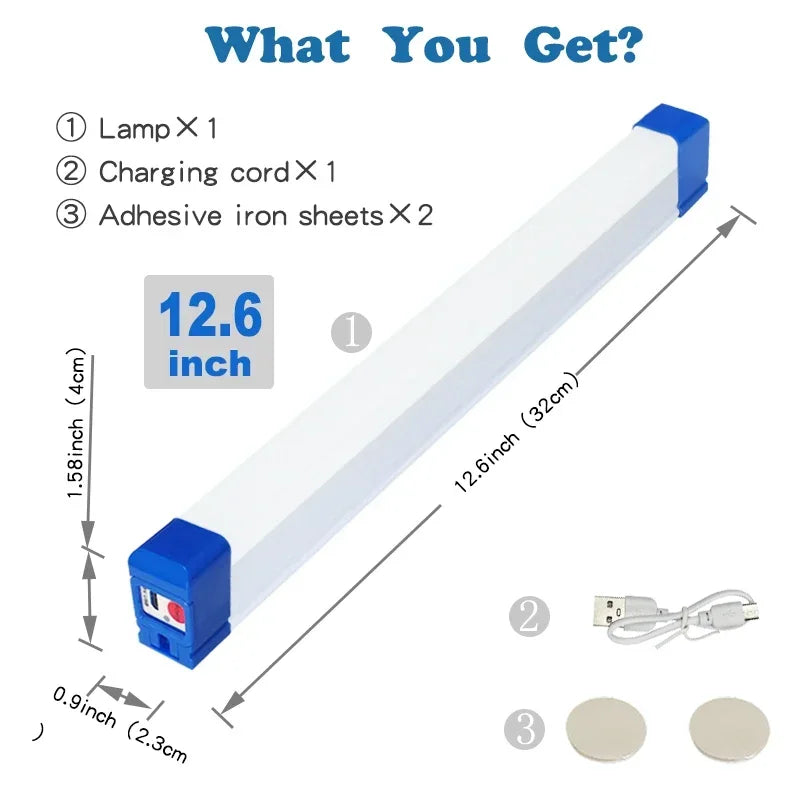 Carvallo LED Rör | Uppladdningsbar campinglampa med magnet & krok | 32/52 cm | Bärbar nödbelysning för utomhus & fordon