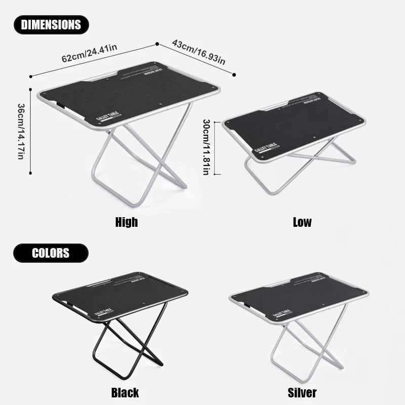 Carvallo Campingtisch GEARVION TacticalPro | Lätt & Bärbar | Aluminiumslegering | 60kg Tragkraft | Utomhus, Camping, BBQ