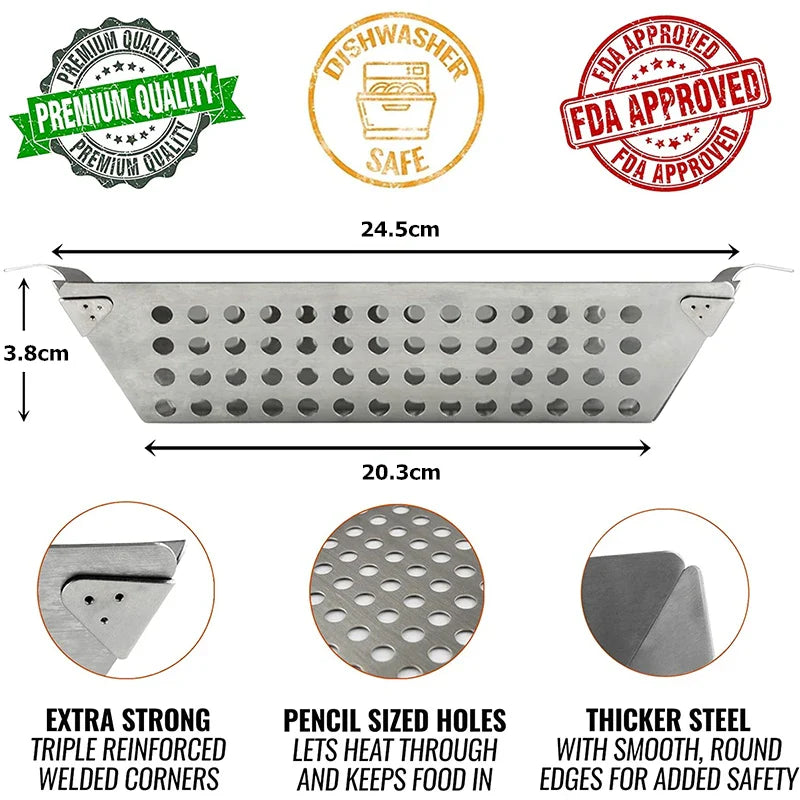 Carvallo Grillkorg i rostfritt stål | För grönsaker & grillat | Värmebeständig & Rostfri | För gas- & kolgrill