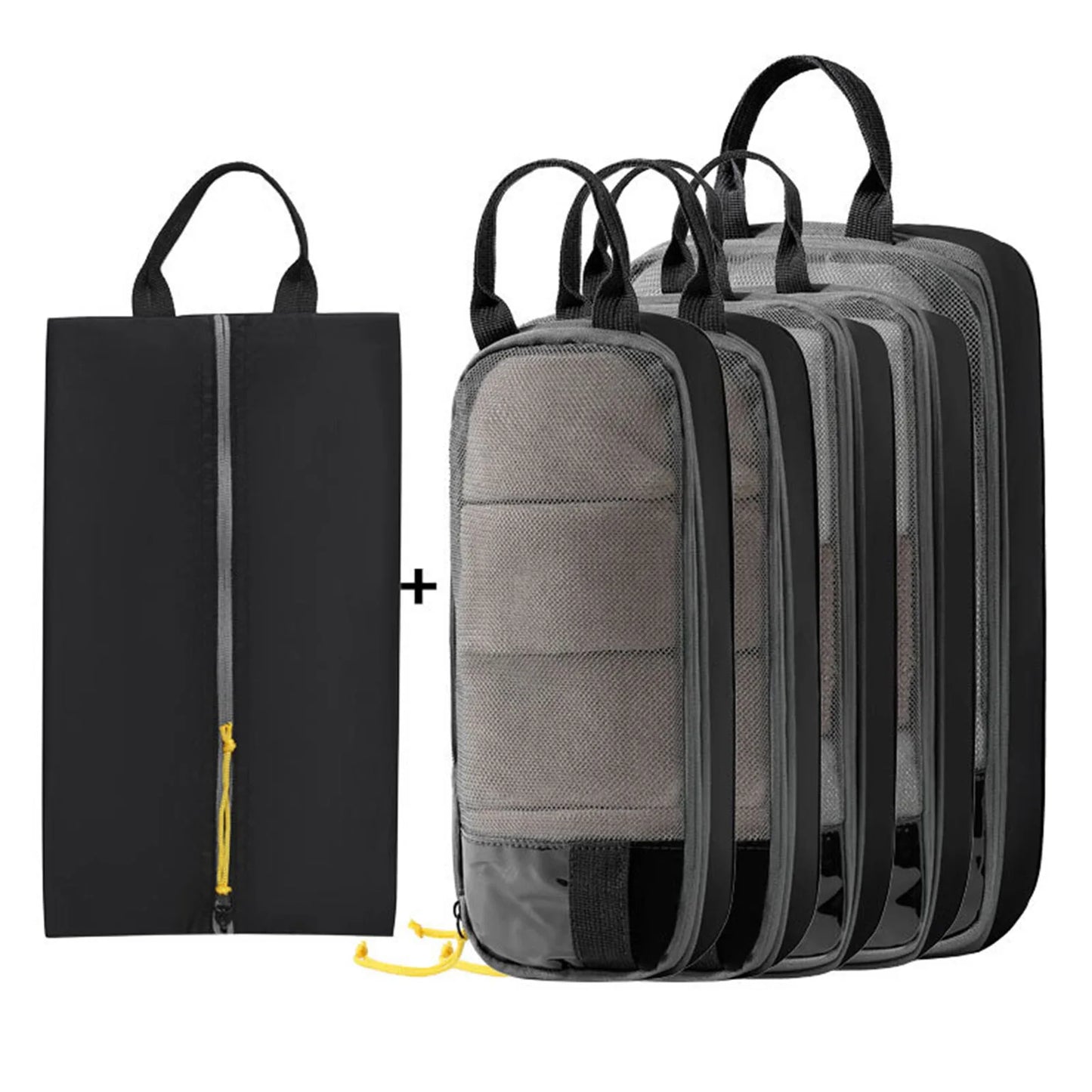 Carvallo Researrangör Set | Kompressionspåsar för kläder & kosmetik | Platsbesparande & rivfast | Oxford-tyg