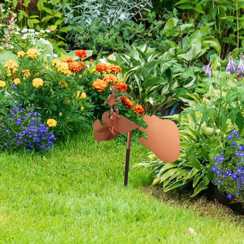 Carvallo Metall Vindspel Gitarr | Handgjord Vindskulptur | Rock Dekor för Trädgård & Terrass | 28 × 17 cm