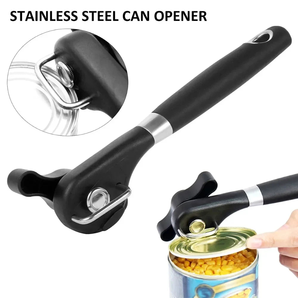 Carvallo Multifunktionell Burköppnare Rostfritt stål | Sidklippare med slät kant | Säker &amp; ergonomisk | 22 × 6 cm