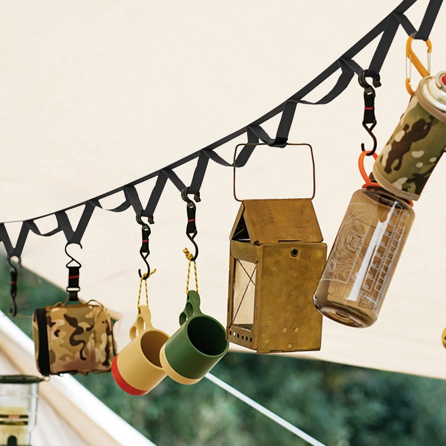 Carvallo-upphängning TrailHanger Pro | 1,8 m / 5 m Camp Organizer | Robust rem | För tält & utomhusutrustning