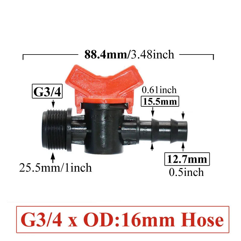 Carvallo FlowTura ConnectPro | Mini-kula ventil med slanganslutning och gänga | För trädgård, PE-slang och droppbevattning