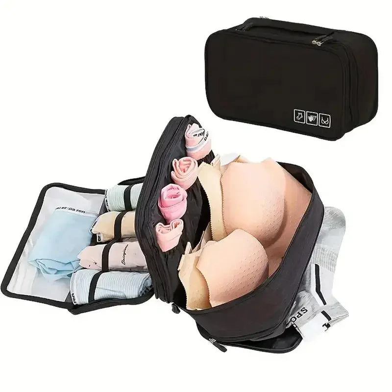 Carvallo Fällbar Underklädesresväska i vattenavvisande tyg | BH- & Trosorganisatör för resor | Bagageorganisatör för damer & herrar | Tvättväska med fack