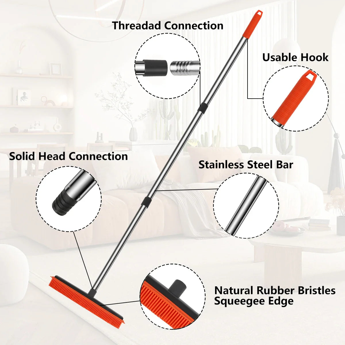 Carvallo Hairless SweepPro | Justerbar silikonborste för djurhår, mattor & fönster | För inomhus & utomhus