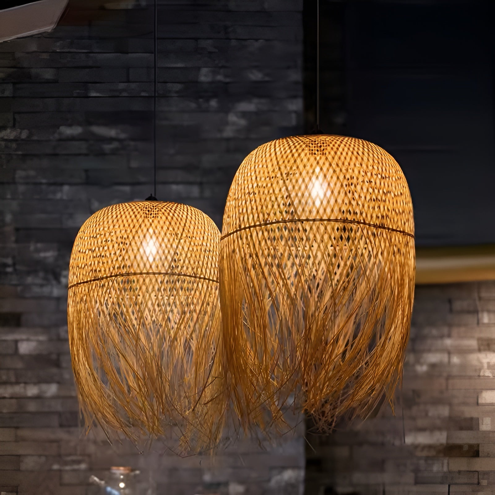 Handvävd bambus hänglampa – Belysning för tehus, restaurang och hotell