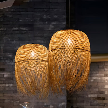 Handvävd bambus hänglampa – Belysning för tehus, restaurang och hotell