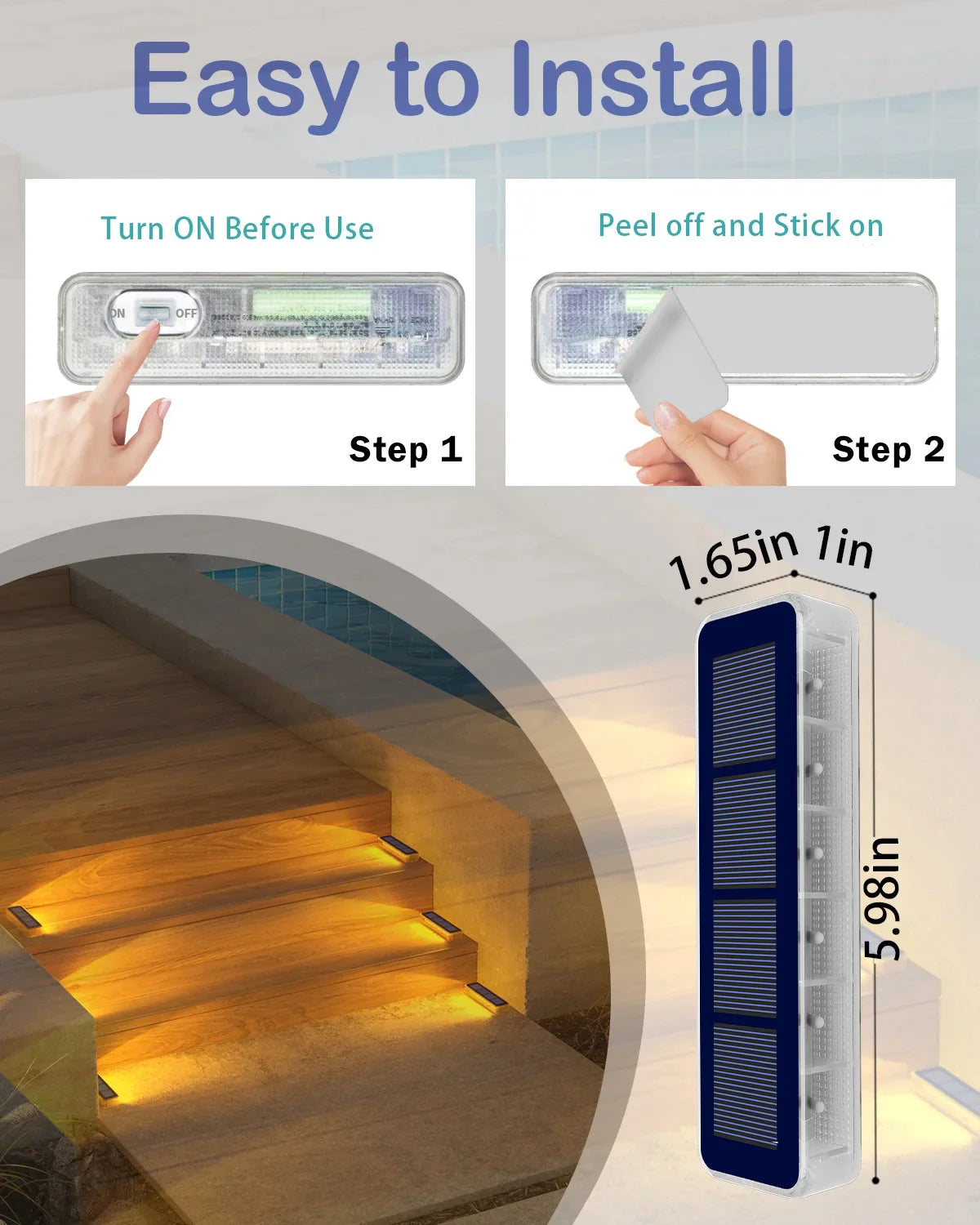 Carvallo StepLine Solar Golvljus 6-pack | Varmvit | IP68 Vattentät | LED-Trapp- & Vägbelysning | För Utomhusområden