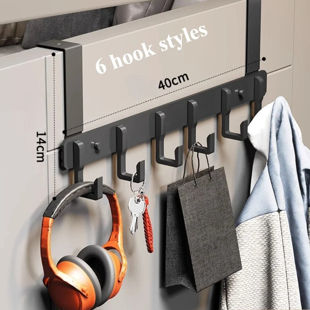 Carvallo AeroHook 7 | Kroklist för dörr | 7 klädhakar i aluminium | För bad, kök & sovrum