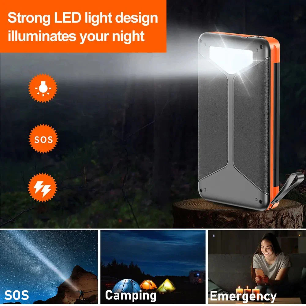 Carvallo Powerbank VoltMate Flip 15W | 10.000/20.000mAh | Trådlös Qi-laddning | Solpanel hopfällbar | Vattentålig & Stöttålig