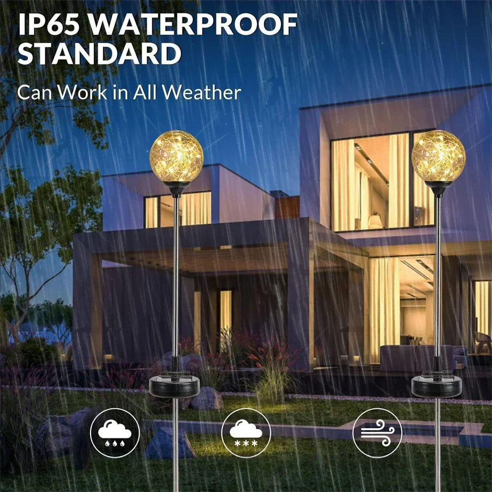 Carvallo GlowSphere Solarbollträdgårdslampa 70 cm | LED-landskapsljus | Jordspett | Väderbeständig