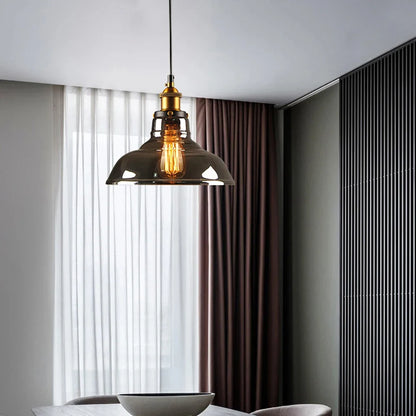 Industriell Glas Pendellampa – Retro Hängande Armatur för Hem &amp; Bar