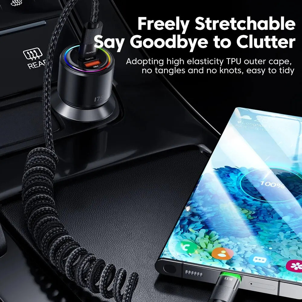 Carvallo-C på Carvallo-C Kabel Voltavo| 100W Snabbladdning | Spiral kabel med LED-display | 1,8 m Deformbar