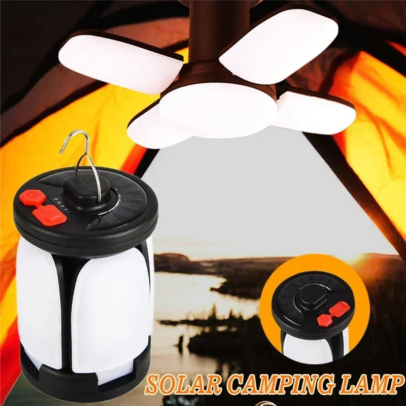 Carvallo Solar Campinglampa | USB & Solenergi Laddning | 6 Ljuslägen | Fällbar & Powerbank – 1000 Lumen