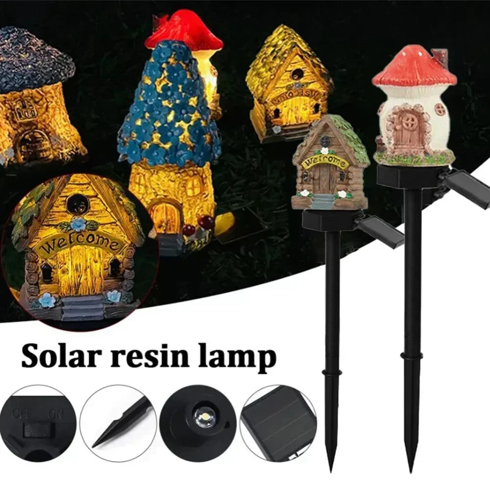 Carvallo Solarlampa Sagohus | Varmvitt LED-ljus | Väderbeständig & trådlös | För trädgård, balkong & blomrabatt