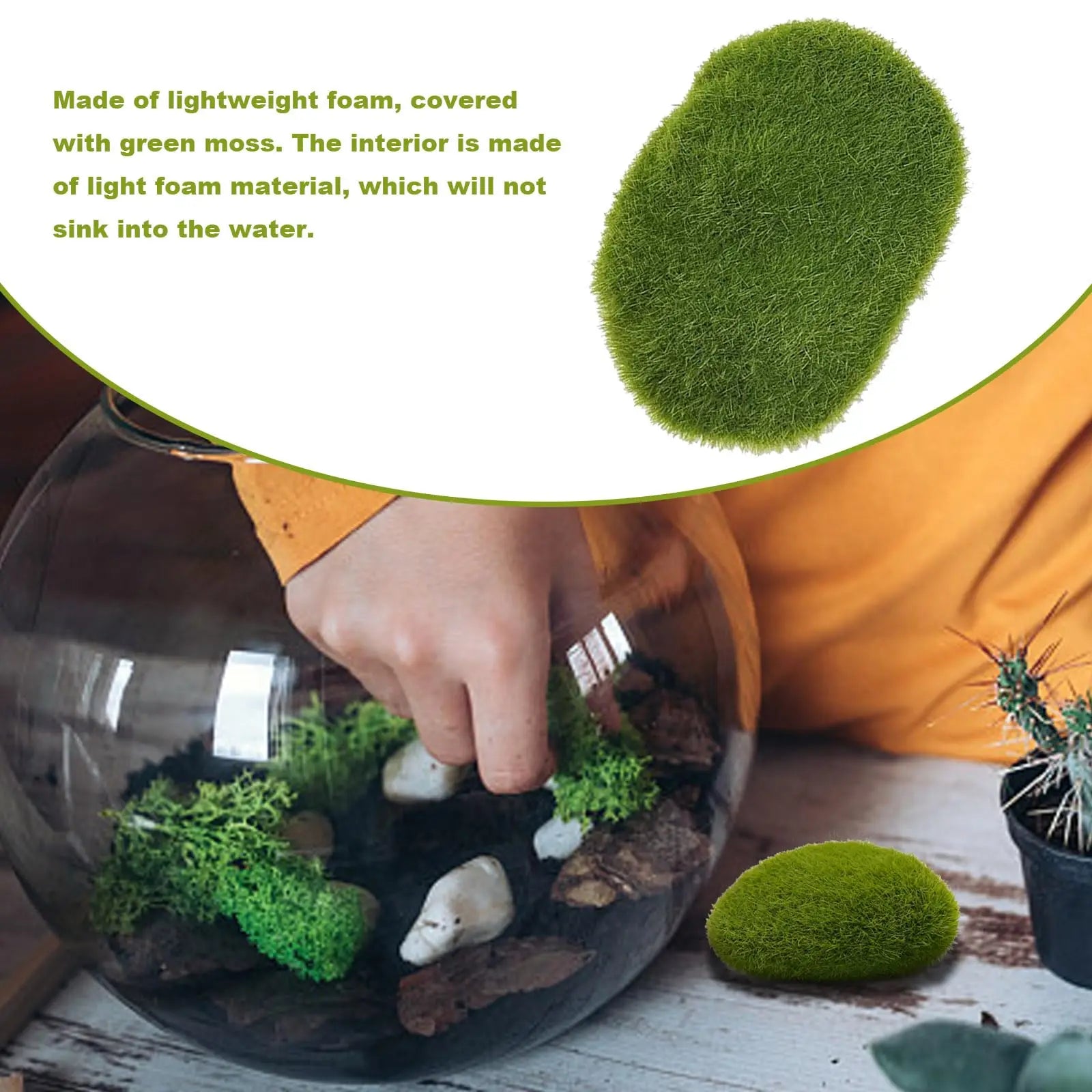 Carvallo MossArt Deko-mossstenar 10-pack | Realistiska mossbollar | För blomkrukor, DIY, featrädgårdar &amp; inredningsidéer | Lätta &amp; Mångsidiga