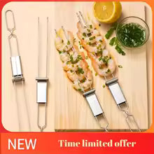 Carvallo rostfria grillspett | Dubbla piggar med skjutmekanism | Återanvändbar & diskmaskinssäker | 32 cm