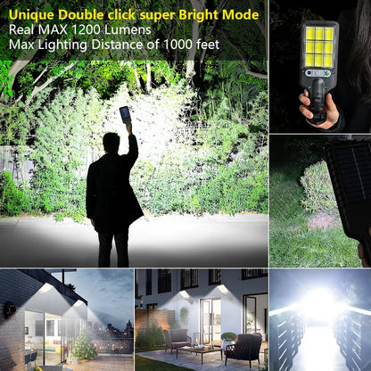 Carvallo MotionBright Solarlampa med rörelsesensor | IP65 Vattentät | Med fjärrkontroll &amp; 3 ljuslägen | För trädgård, vägg &amp; uppfart