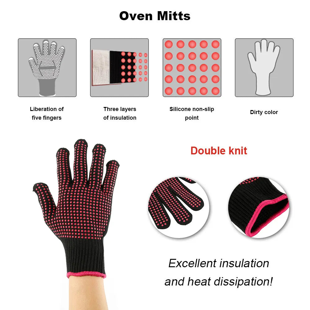 Carvallo Stylist Gloves | Heat-resistant & Flexible | 1 Pair | Black with Dots