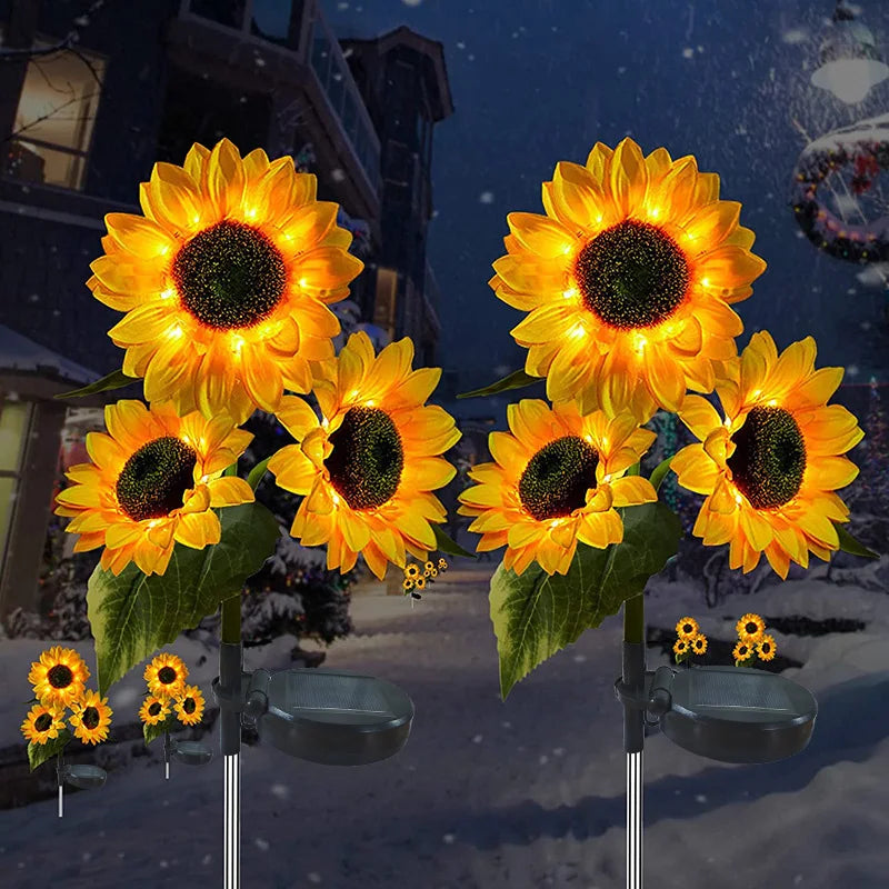 Carvallo Solar Solros Trädgårdslampa | LED Dekorativ Blomlampa för Trädgård & Balkong | Vattentät & Automatisk med Ljusensor