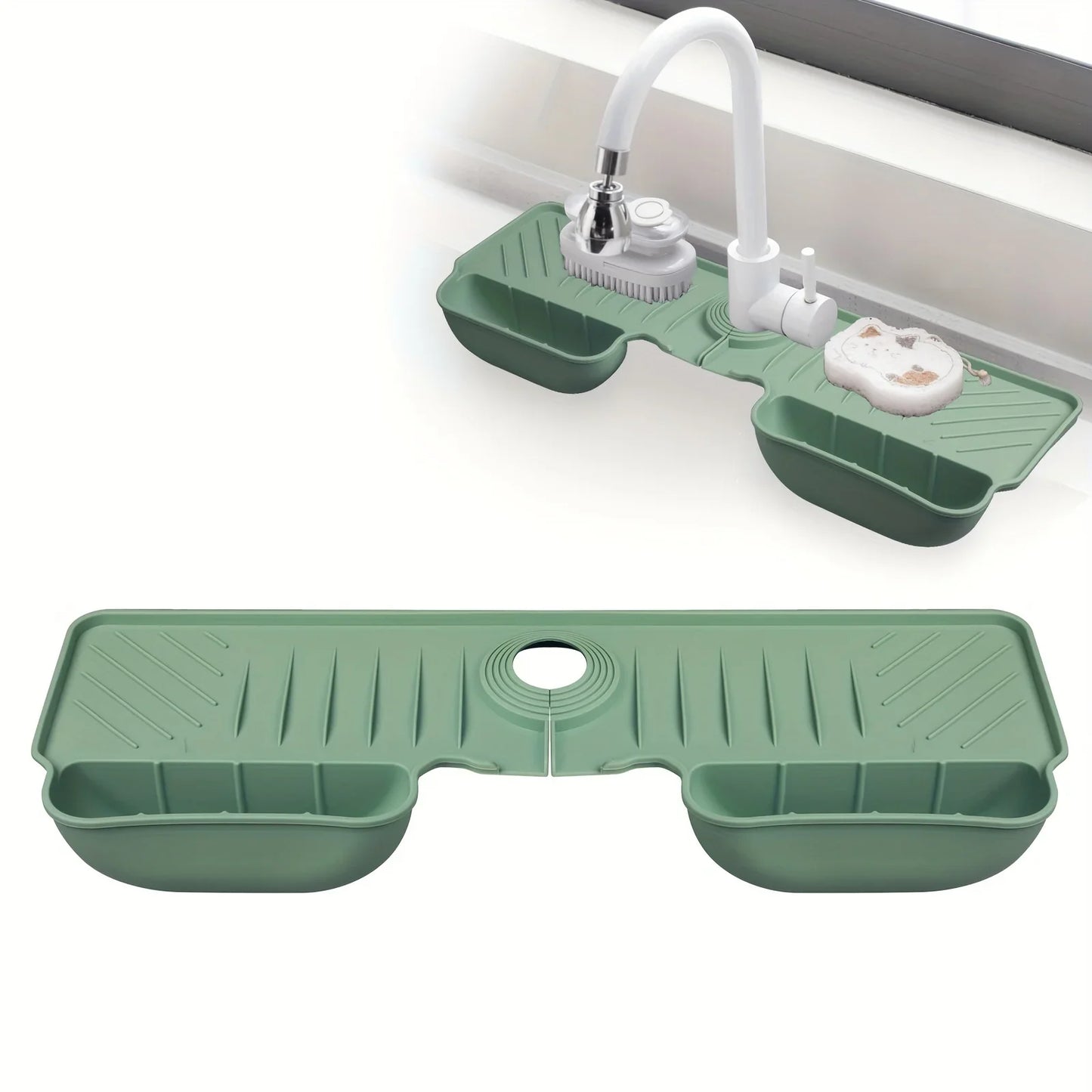 Carvallo Spülmatte | Rutschfast & mögelfri | Värmebeständig silikonavlastningsmatta för diskho & kran | Fällbar & diskmaskinssäker