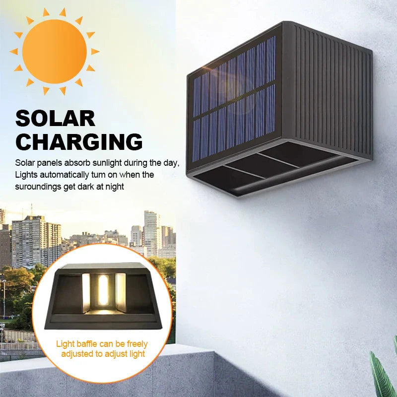 Carvallo Solar LED Vägglampa Utomhus | IP65 Vattentät | Skymningssensor | Upp & Ner Ljus | Varmvit