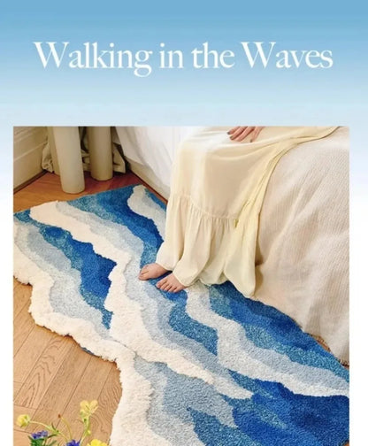 Aesthetic Wave Tufted Rug – Havsinspirerad Mjuk &amp; Halkfri Matta