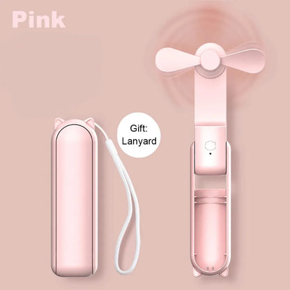 Carvallo Mini USB-fläkt | Fällbar &amp; Återuppladdningsbar med 2000 mAh Powerbank | 3 Hastigheter – Ultraljud &amp; Fickformat