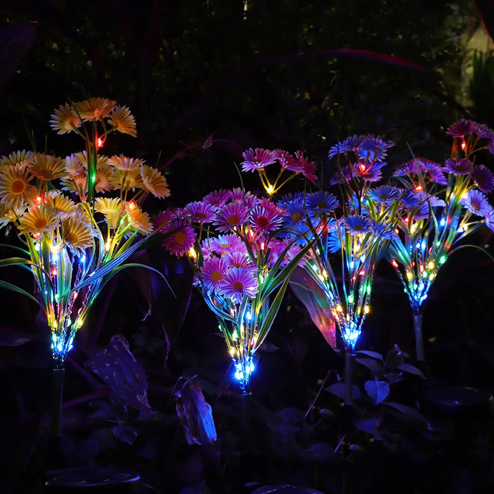 Carvallo Solar Trädgårdslampa Tusensköna | Vattentät LED Blomlampa för Utomhusbruk | Automatisk Deko-Solarlampa för Trädgård & Balkong