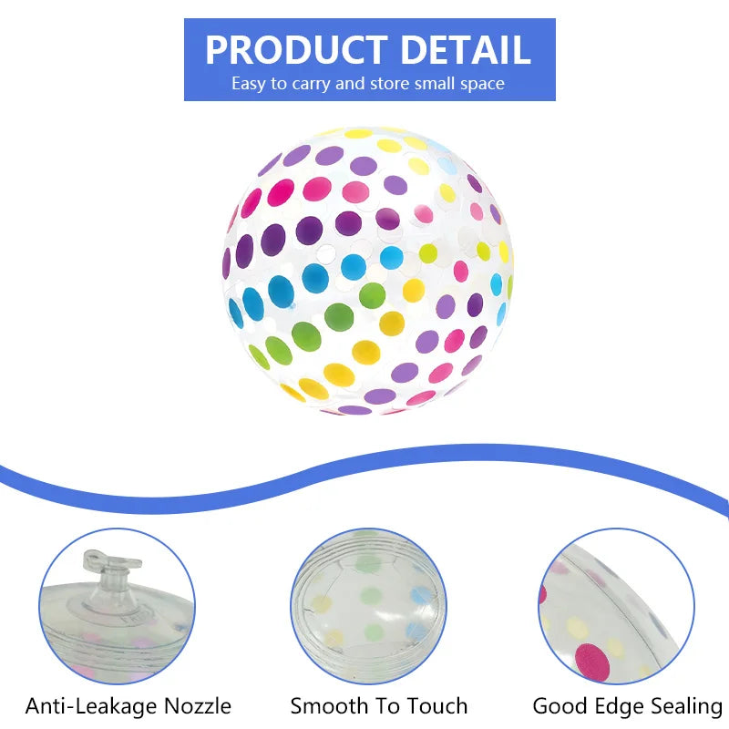 Carvallo Uppblåsbar Strandboll Transparent | Färgglada Randar | PVC Vattenboll för Pool & Fest | 27 cm