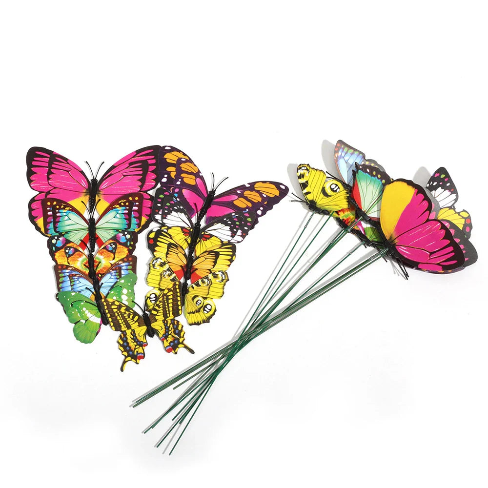 Carvallo Butterfly Garden Stake | Set of 10 | Weatherproof & Colorful | For Beds, Flower Pots & Balcony