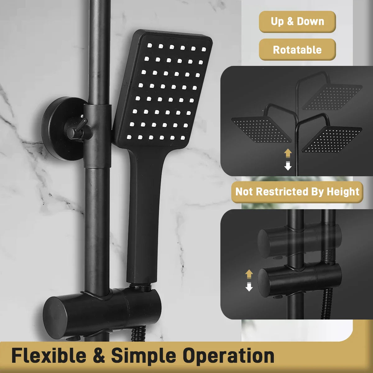 Bravur Dual | Svart duscharmatur i mässing med bidetfunktion och hylla