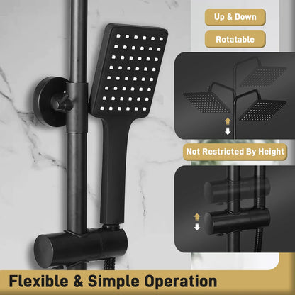 Bravur Dual | Svart duscharmatur i mässing med bidetfunktion och hylla