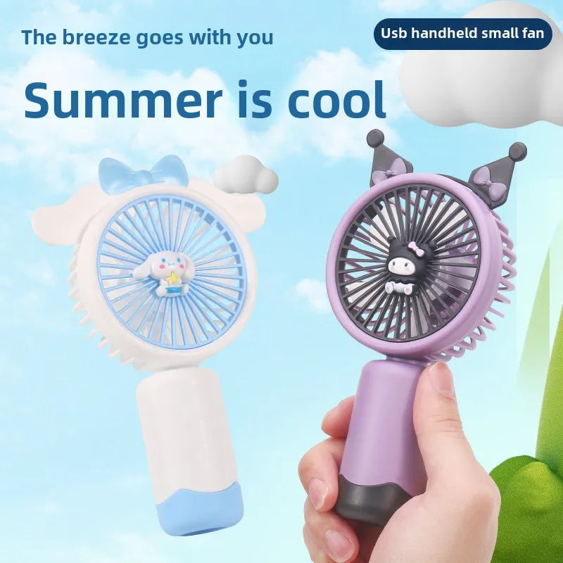 Carvallo Mini Handfläkt med mobilhållare | Bärbar & Återuppladdningsbar | Cartoon-design | USB-fläkt för kontor & present