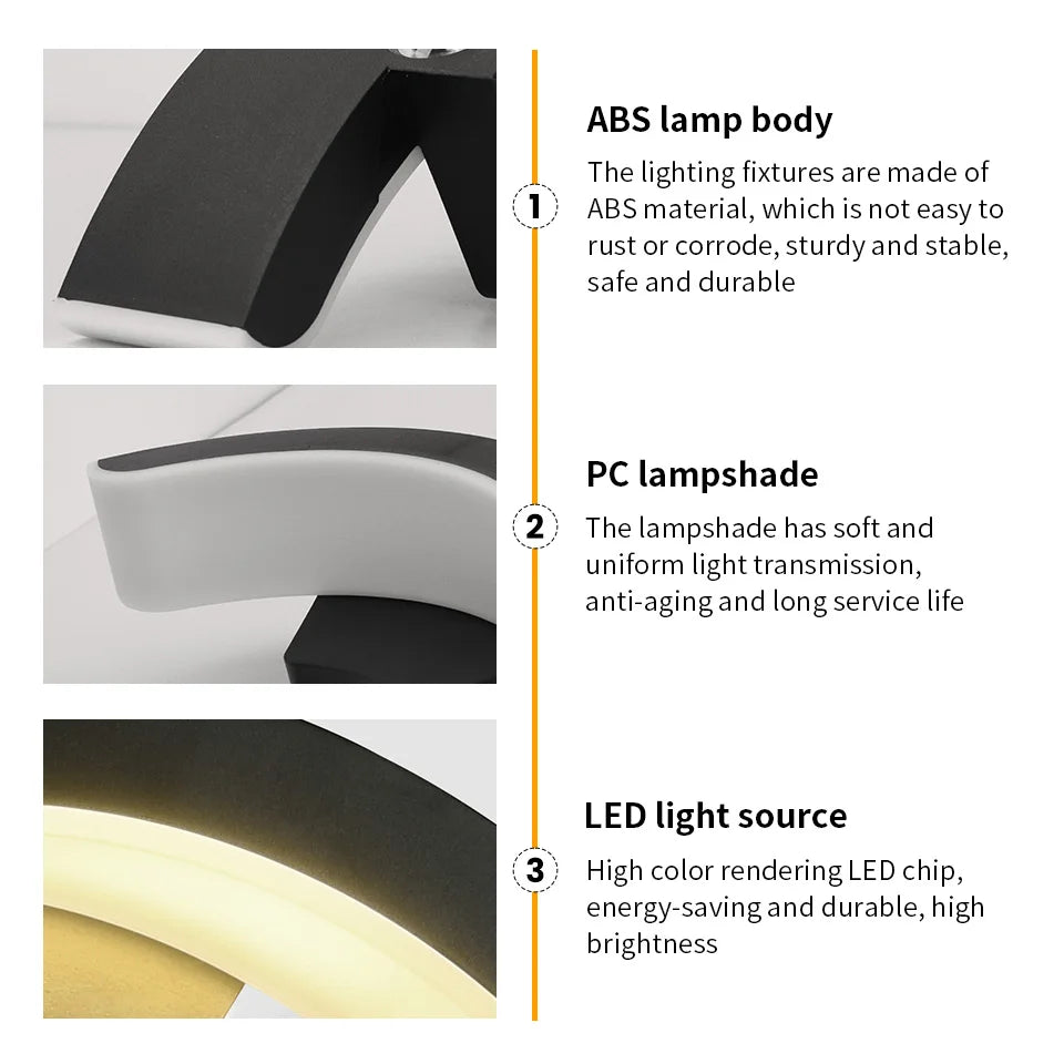 Carvallo LED Væglampe | Varme hvidt lys | 10W | Til indendørs & udendørs | Sort