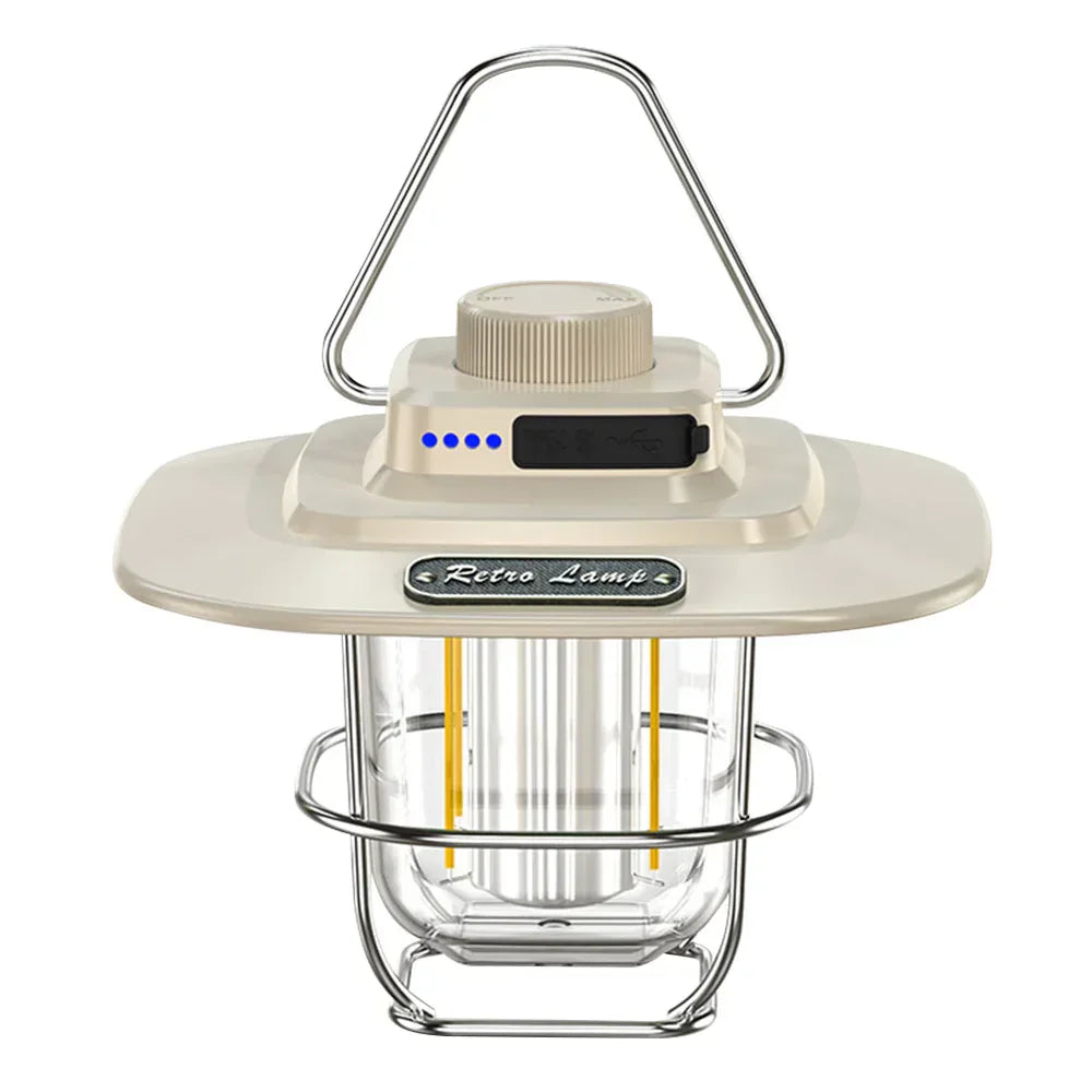 Carvallo LED campinglampa Lumora RetroLite | Uppladdningsbar | Justerbart ljus | Vintage-design | Väderbeständig & USB-laddning