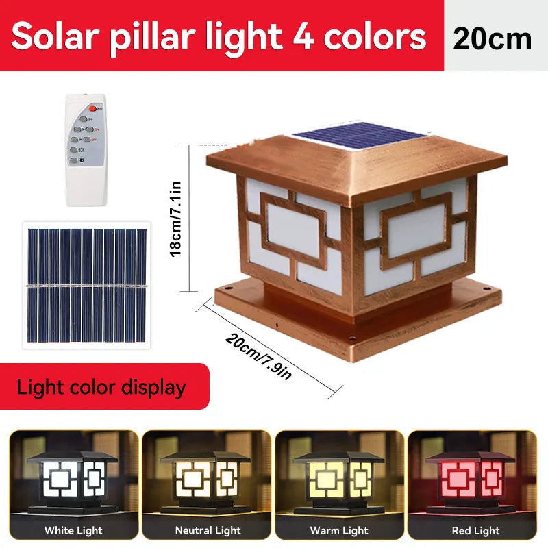 Carvallo PillarGlow Solarljusstolpe LED med fjärrkontroll & timer – IP65 Vattentålig