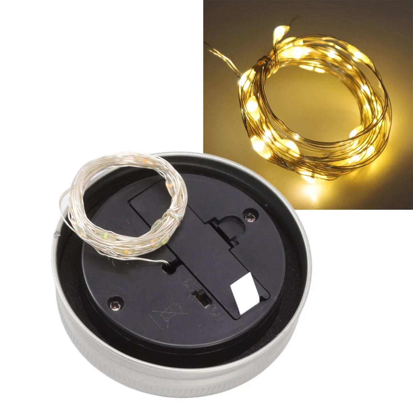 Carvallo Solar Solarljuskåpa för inläggsglas | 20 LED-lampor | 2 m koppartråd | Varmvit | IP65 vattentät