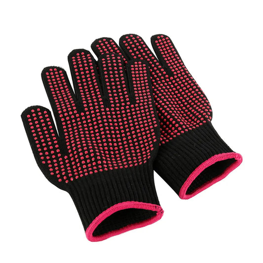Carvallo Stylist Gloves | Heat-resistant & Flexible | 1 Pair | Black with Dots
