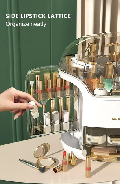 Transparent Desktop Makeup Organizer – Stort kapacitet dammavvisande smycke- och kosmetikaförvaringslåda