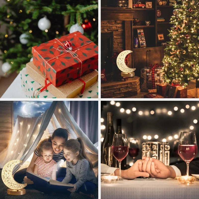 Carvallo Kristall Nattljus Touch | Dimbar 3D Månlampa | USB Bords-lampa | För Sovrum & Dekoration