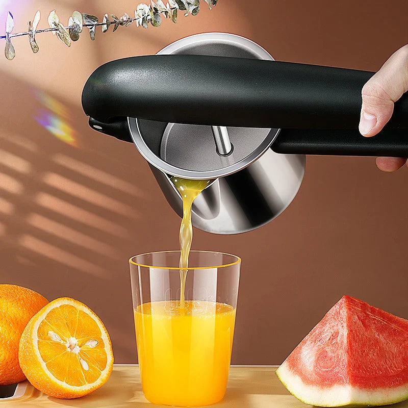 Carvallo Manuell Saftpress i rostfritt stål | Patenterad design | 50 % högre juiceutbyte | För citrus, granatäpple &amp; mer