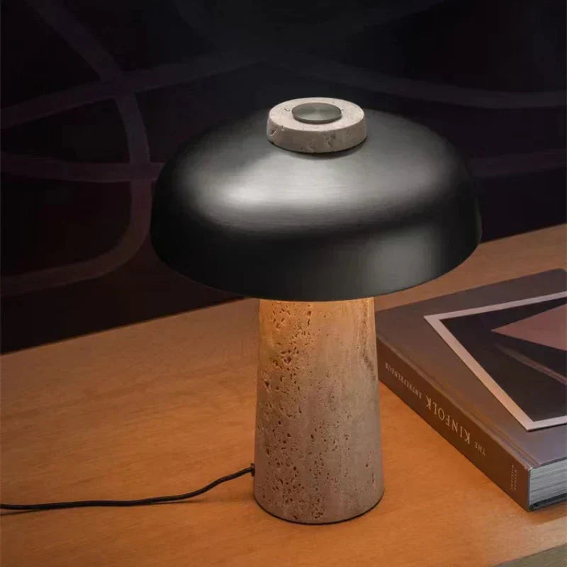 Travertine Lampa med Natursten Bas