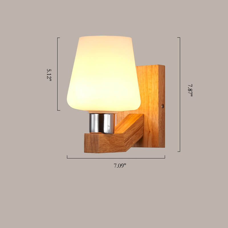 Nordisk Minimalistisk Vägglampa med Glas och Trä