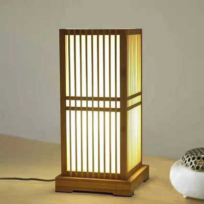 Japansk minimalistisk trä fyrkantig pelarbordslampa
