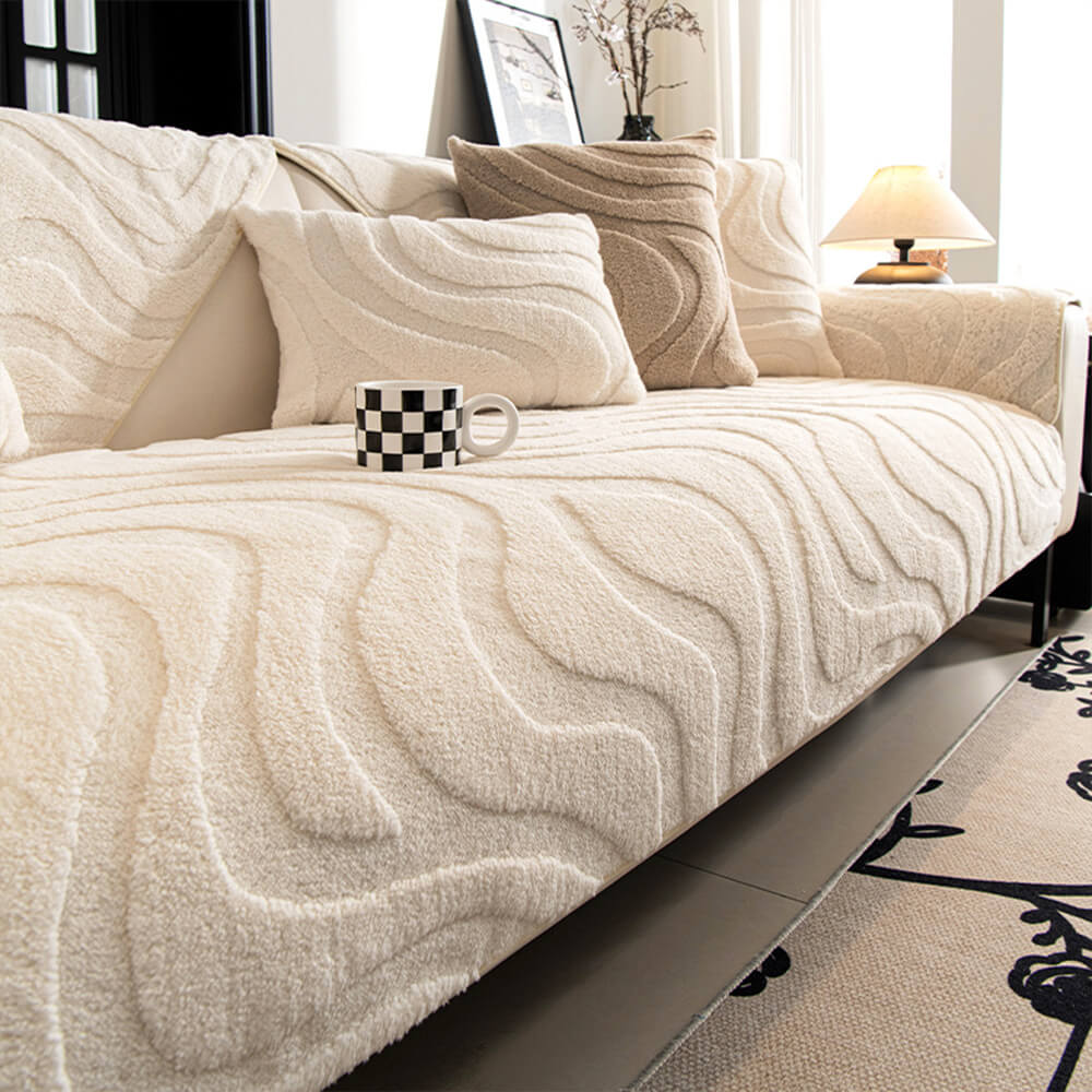 Varm Plush Curved Jacquard icke-glidande Soffa Skydde Täckning