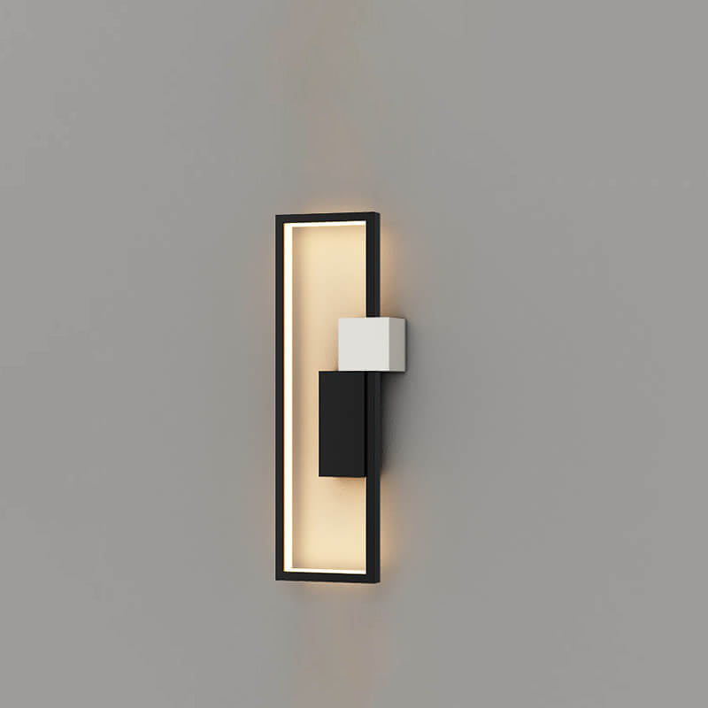 Minimalistisk fyrkantig LED-vägglampa med ram av järn och silikon